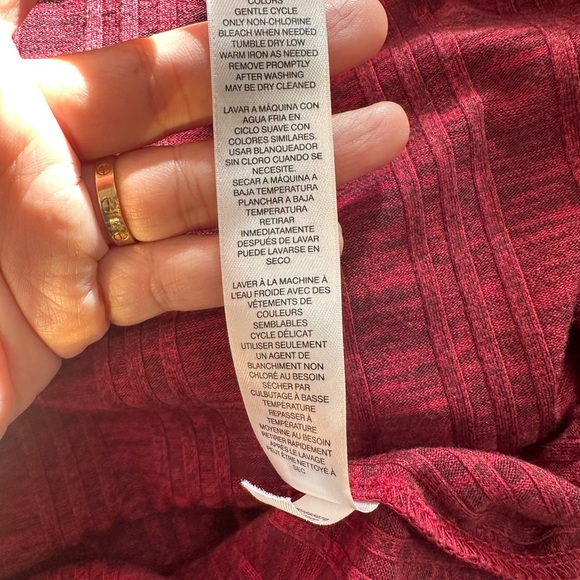 CHICO’S Heathered Rib Detail Knit Sweater Dress ¾ Sleeves Dark Red Sz 3 (XL) - Picture 5 of 8